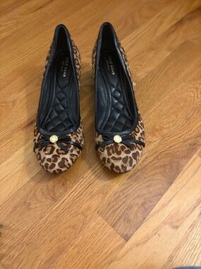 Cole Haan OS Tali Wedge Bow Calf Leopard Shoe